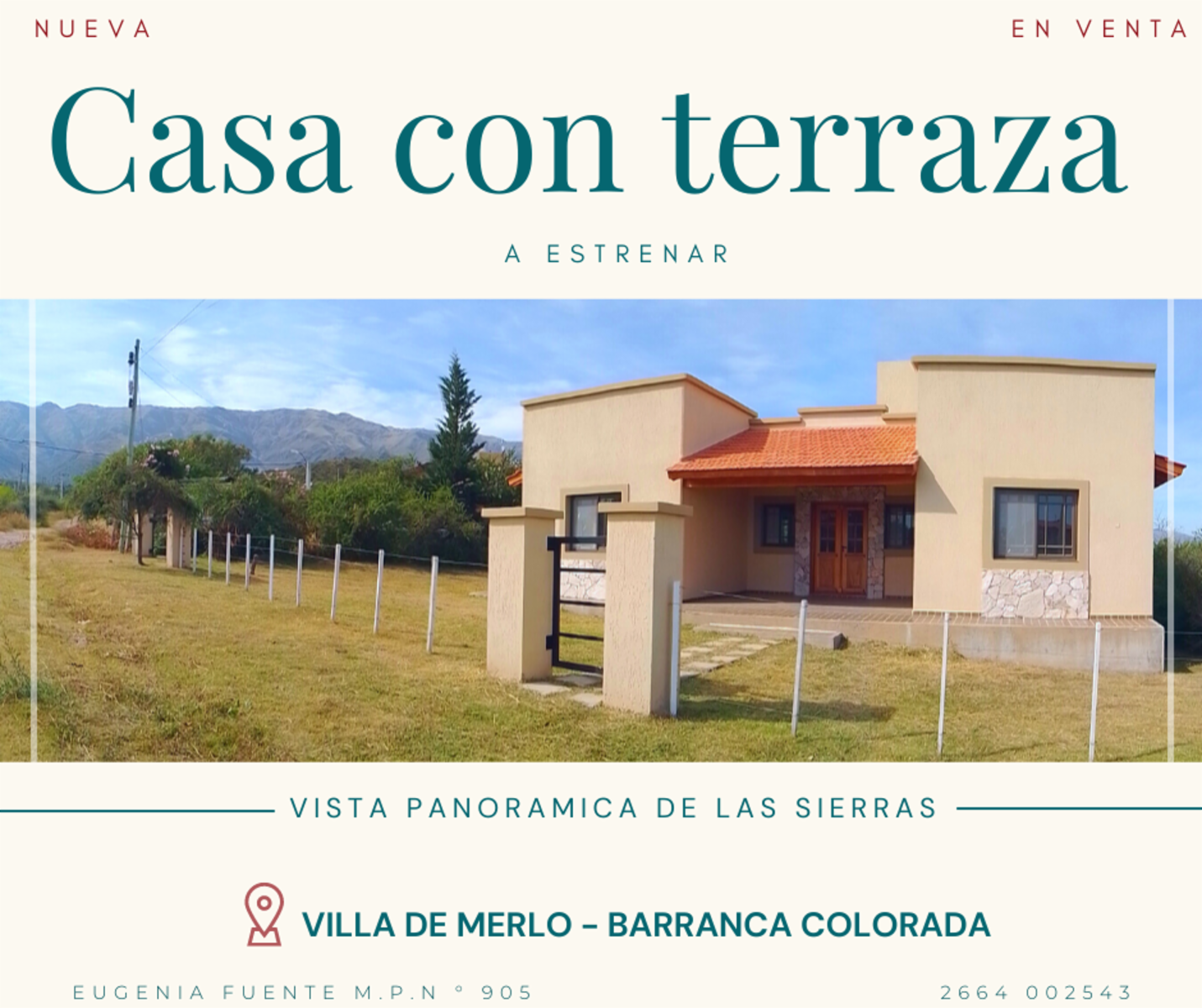 CASA EN VILLA DE MERLO CON TERRAZA - BARRANCA COLORADA - NUEVA