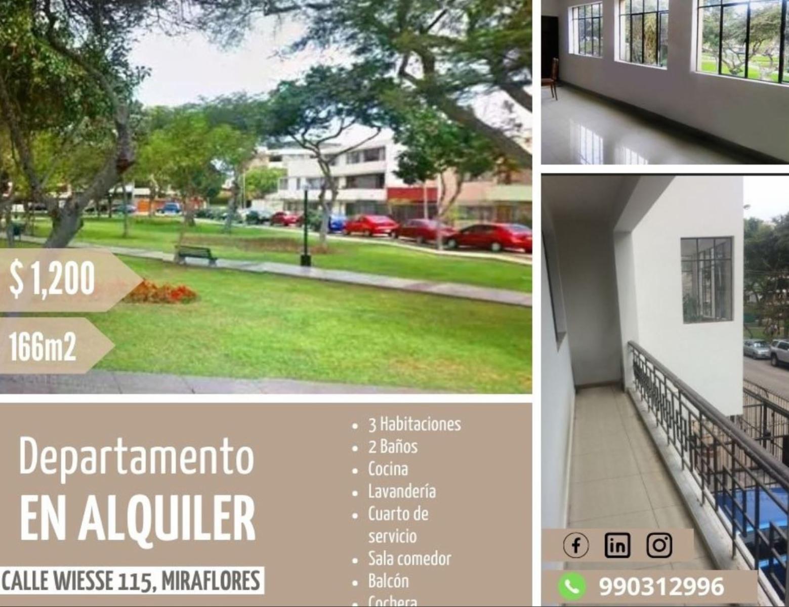 DEPARTAMENTO POR MIRAFLORES