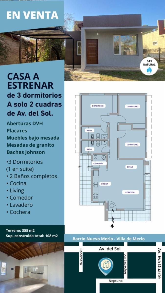 ¡Tu Hogar Ideal te Espera a solo 200 metros de Av. del Sol Merlo, San Luis