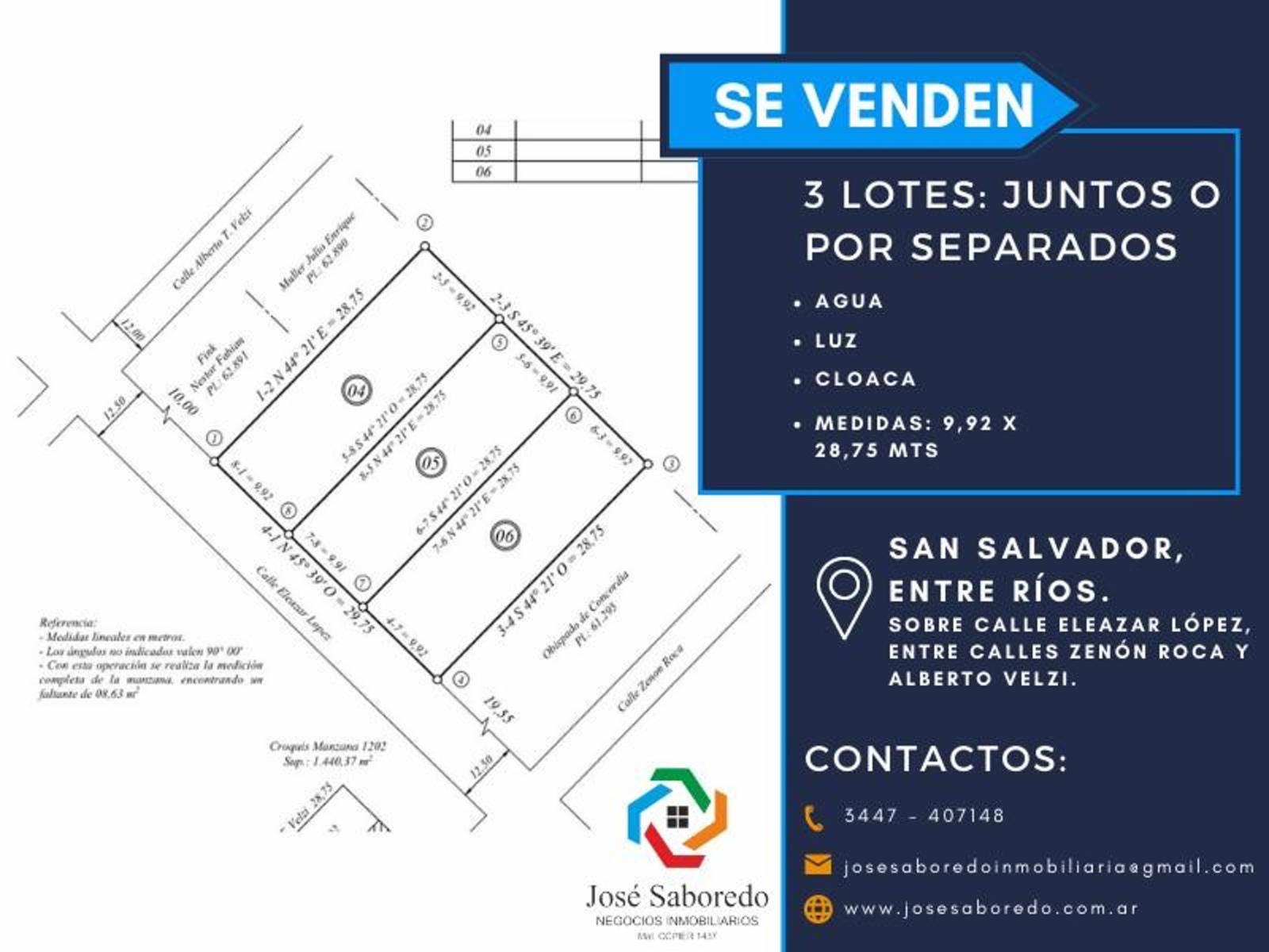 TRES LOTES JUNTOS O POR SEPARADO