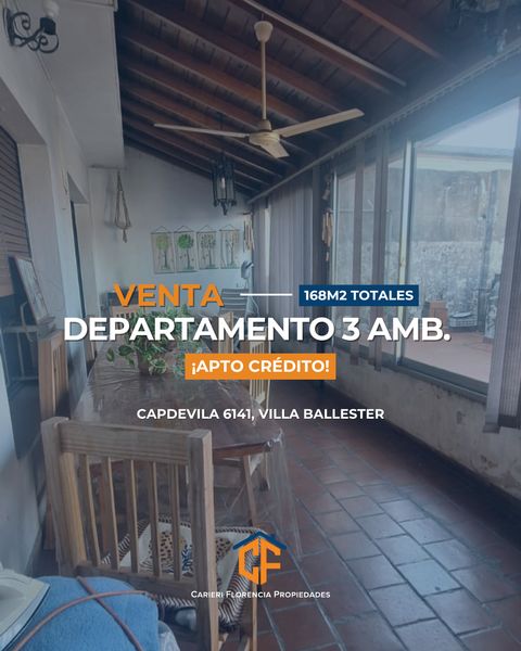 DEPARTAMENTO EN VENTA DE 3 AMBIENTES SIN EXPENSAS Y APTO CRÉDITO ENVILLA BALLESTER