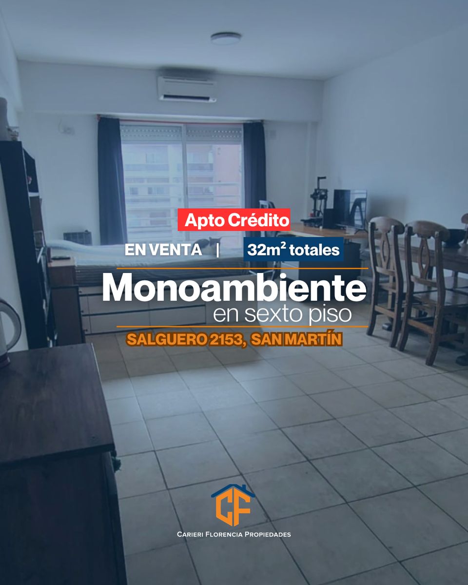 MONOAMBIENTE EN VENTA LUMINOSO EN PLENO CENTRO DE SAN MARTÍN Y APTO CRÉDITO