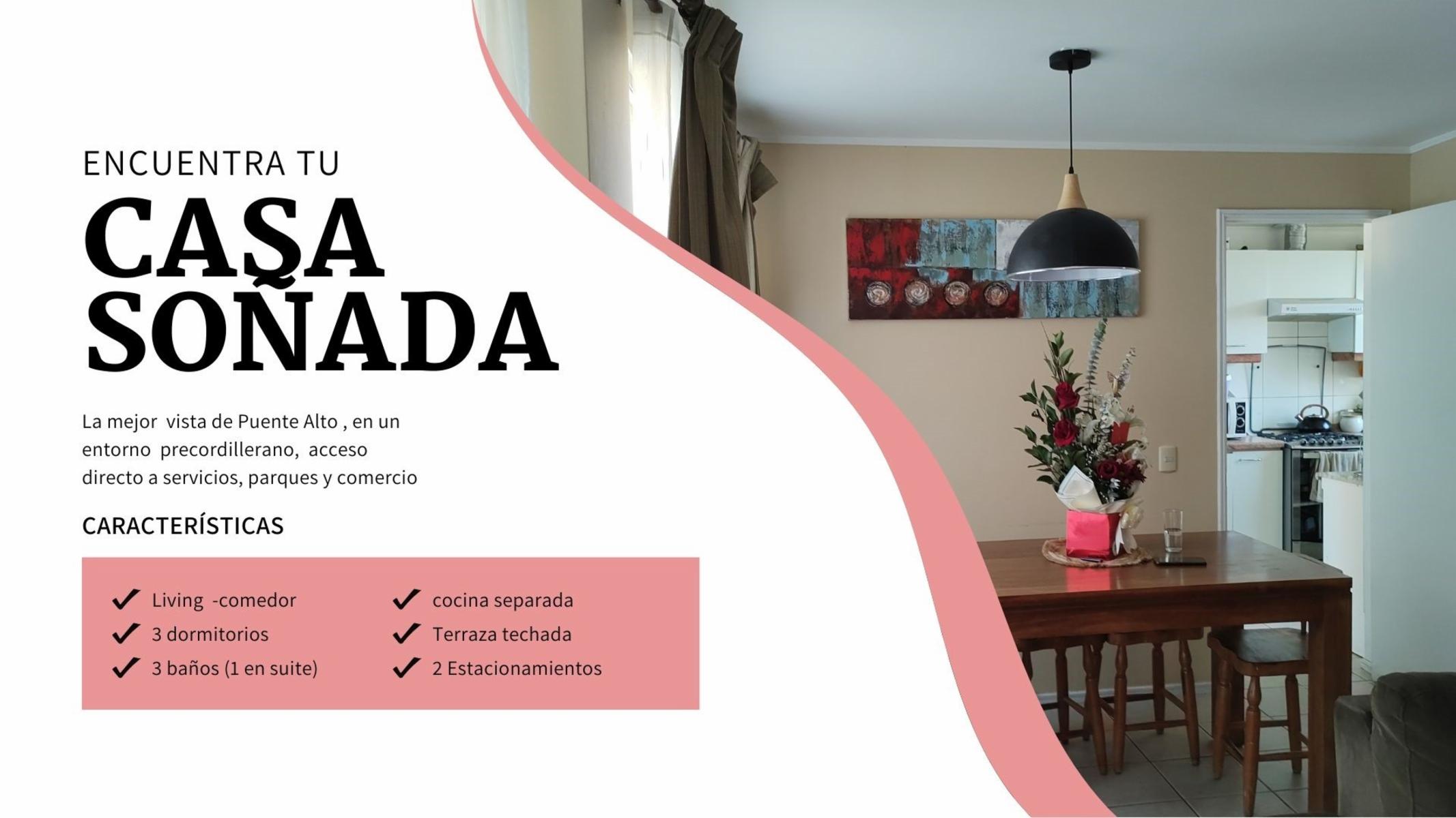 AMPLIA CASA, MEJOR BARRIO PUENTE ALTO, 3 DORMITORIOS, 3BAÑOS
