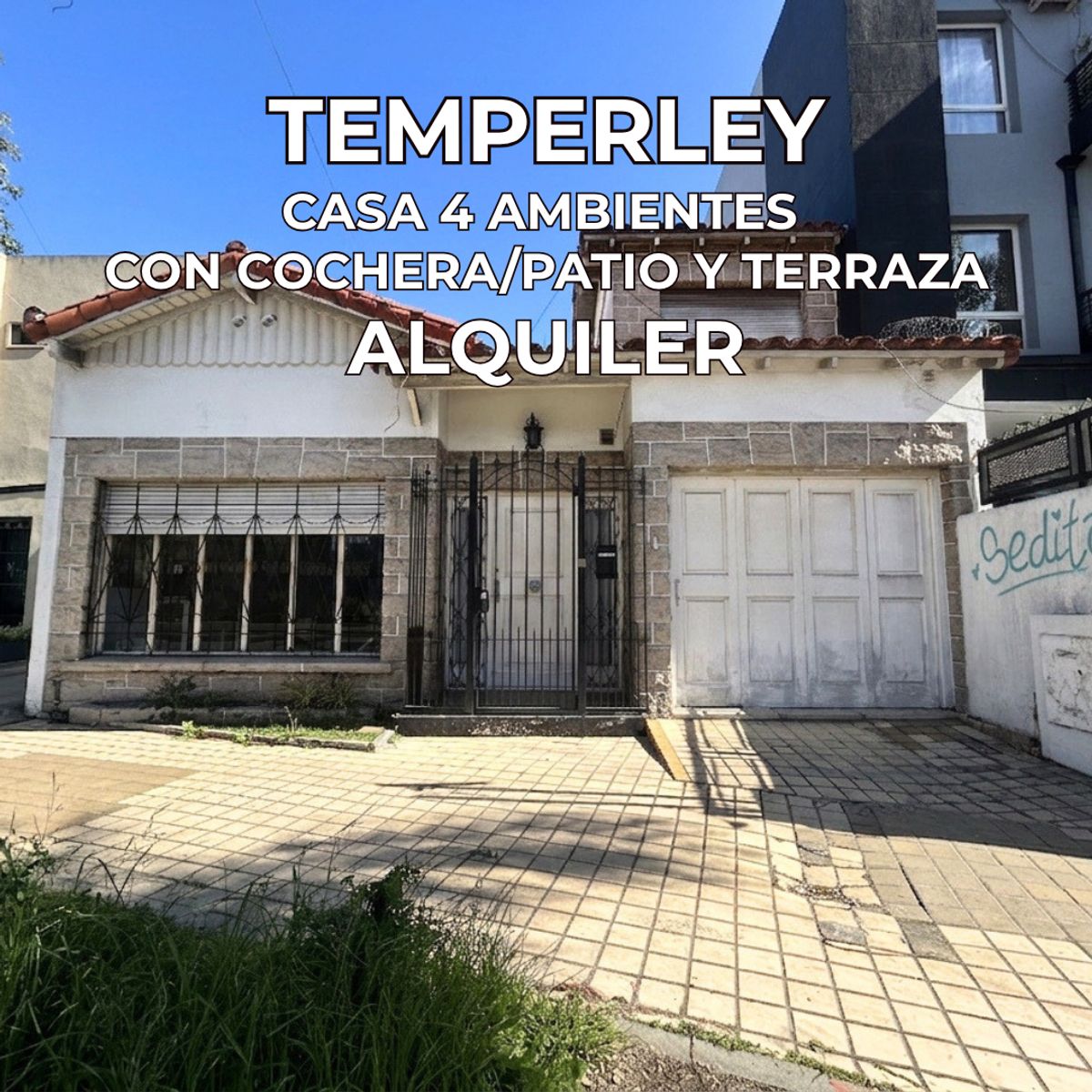 Alquiler Casa 4 Ambientes en Dos Plantas - Cochera Cubierta - Terraza y Patios. Temperley