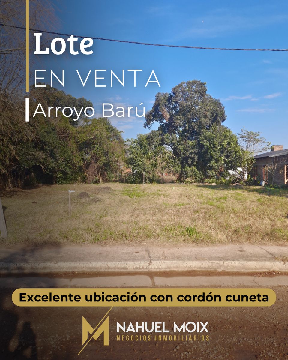 Terreno en Arroyo Barú con vereda y cordon cuneta