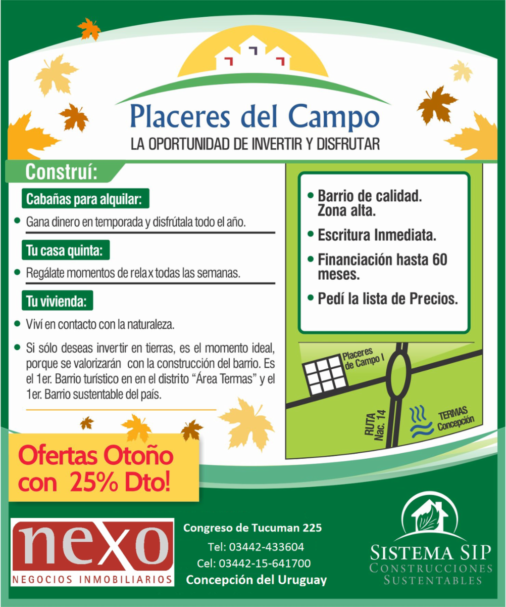 Vendo Terrenos en loteo "PLACERES DE CAMPO"