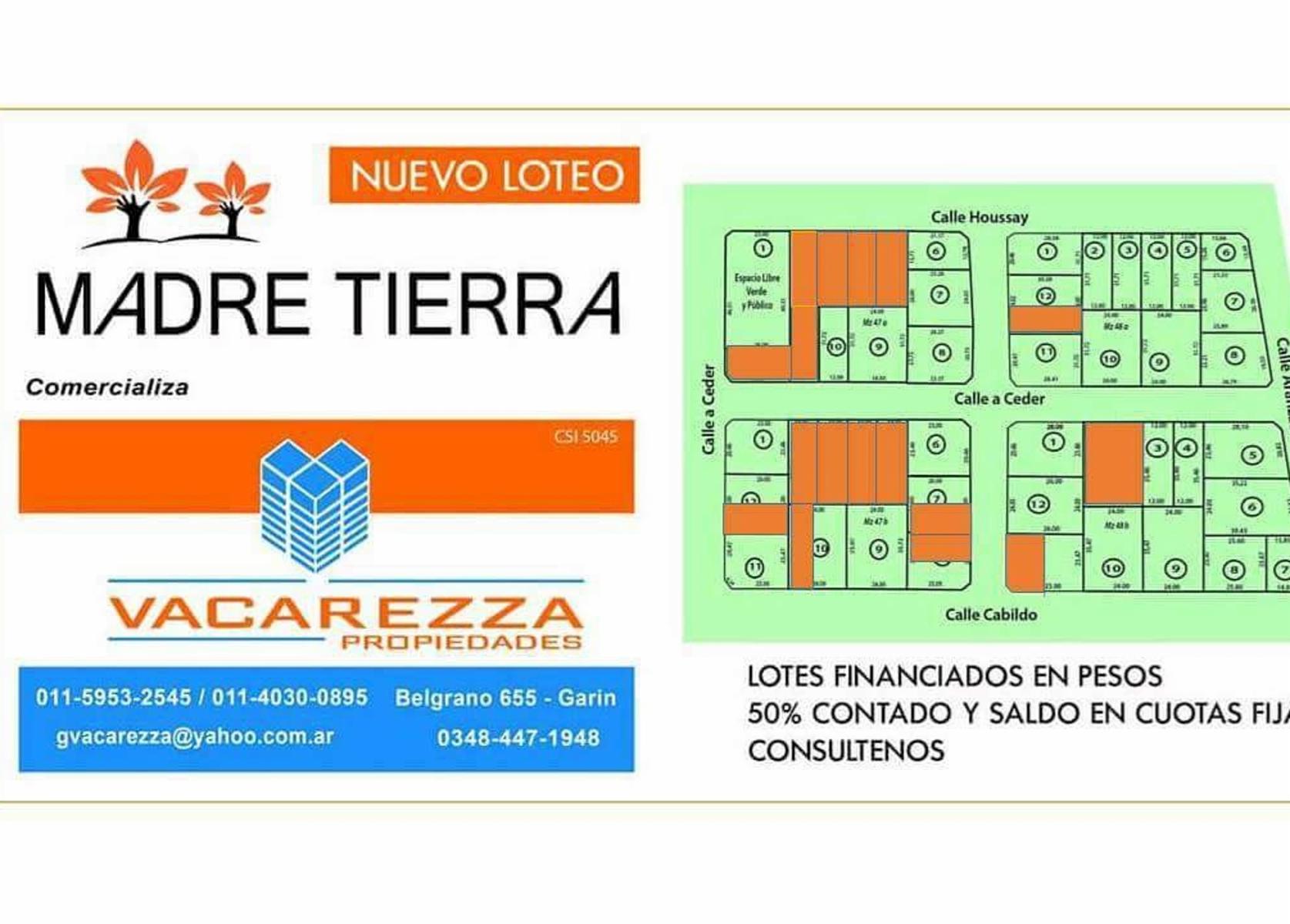 LOTEO MADRE TIERRA en barrio abierto
