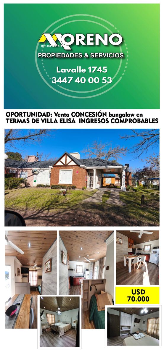 VENTA CONCESION BUNGALOW TERMAS VILLA ELISA