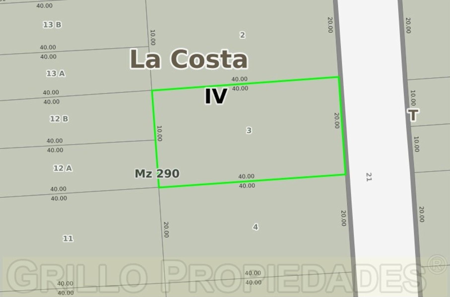 Lote en Las Toninas de 800 m2 próximo a Costa Chica.