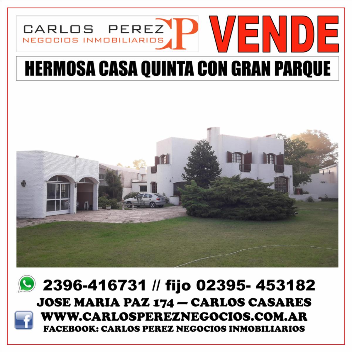 CASA QUINTA EN VENTA,  GRAN PARQUE CON PILETA