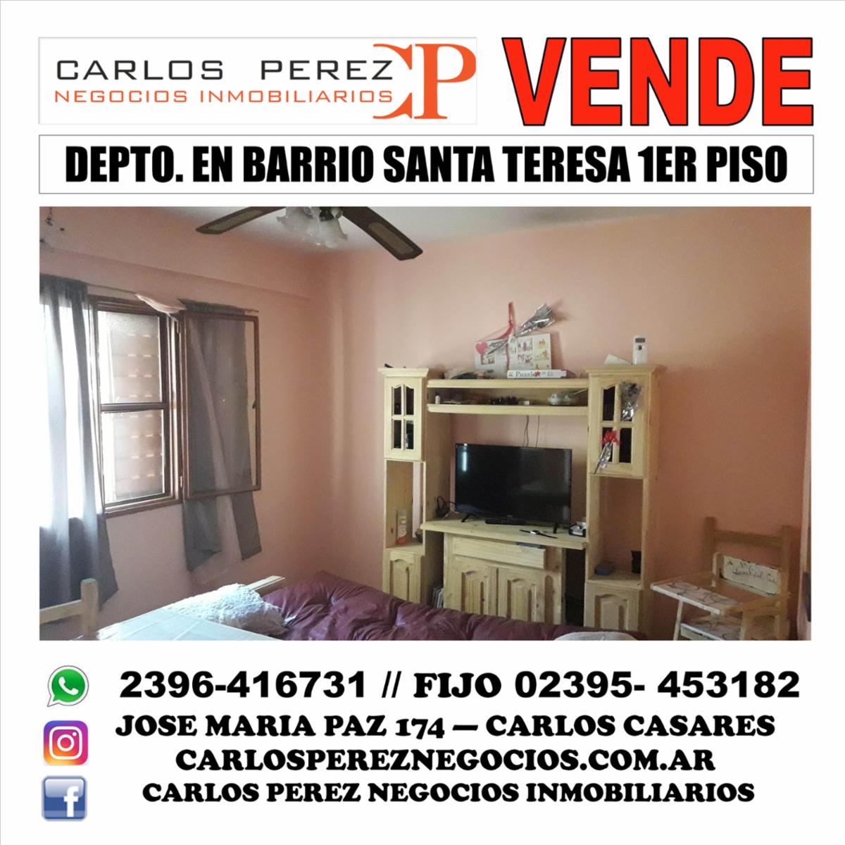 VENTA DEPARTAMENTO 2 DORMITORIOS EN BARRIO SANTA TERESA