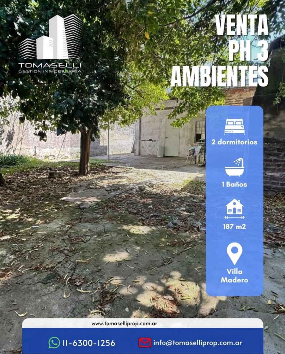 VENTA - PH 3 AMBIENTES - CON FONDO LIBRE - A REMODELAR - VILLA MADERO