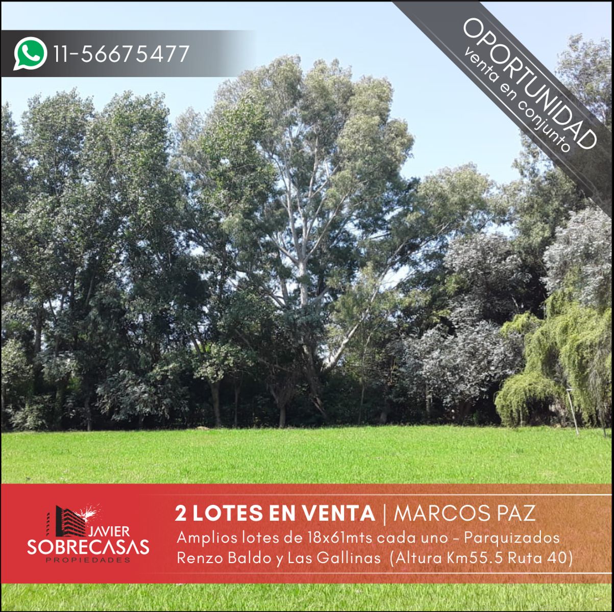 2 LOTES en Venta - Marcos Paz - Provincia de Buenos Aires.