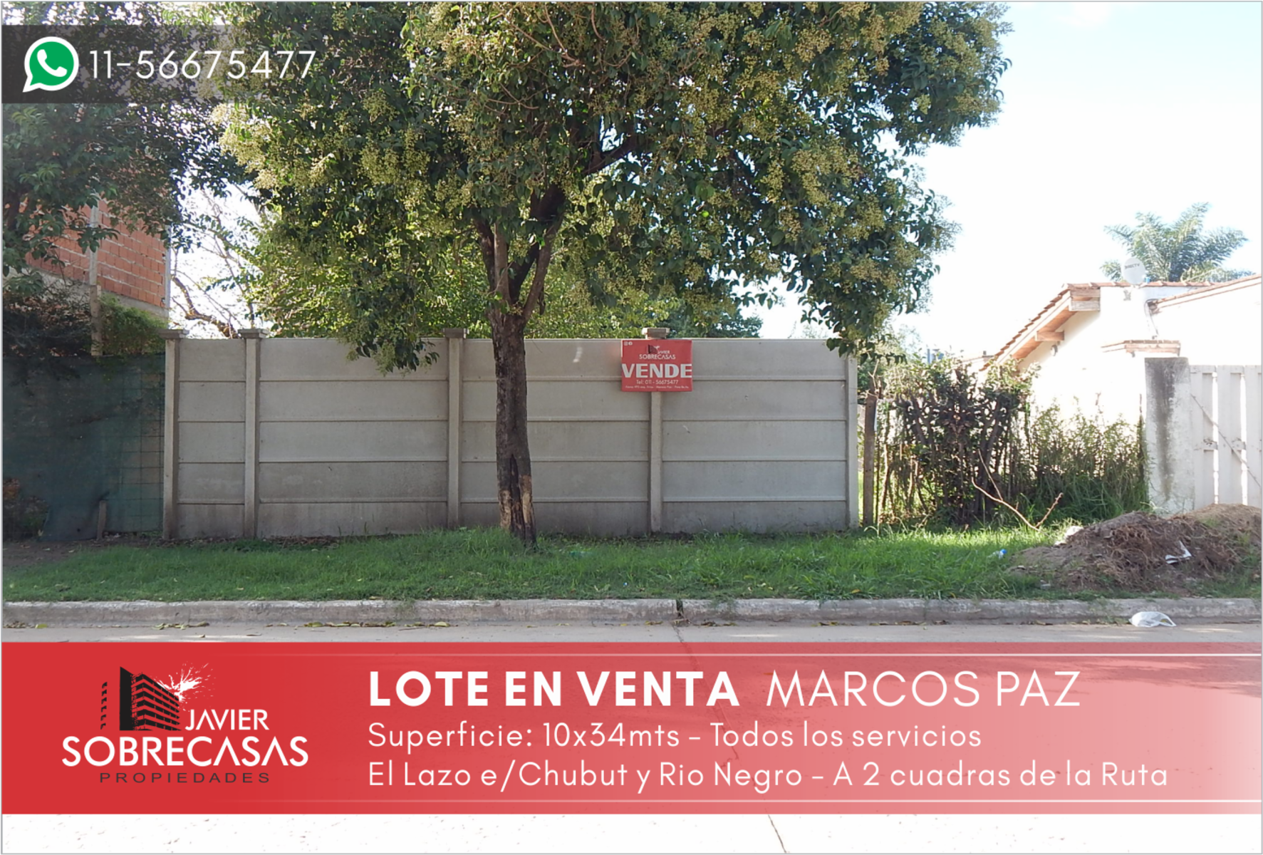 LOTE EN VENTA - Marcos Paz - Pcia. de Bs. As.