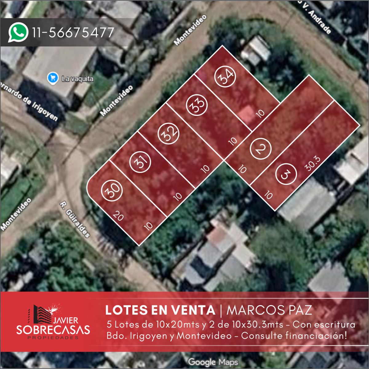 LOTES EN VENTA C/FINANCIACION - Marcos Paz - Pcia. de Buenos Aires
