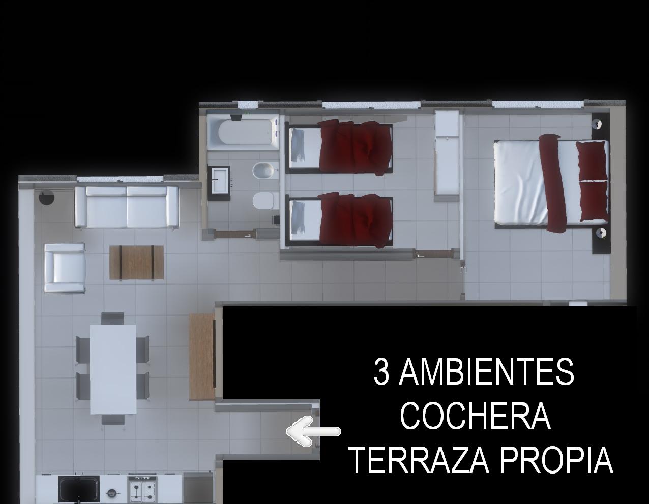Departamento 2  Amplios ambientes al frente.
