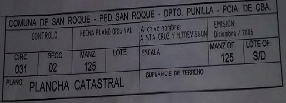 Lote  en Comuna San Roque, ubiación privilegiada, OPORTUNIDAD.
