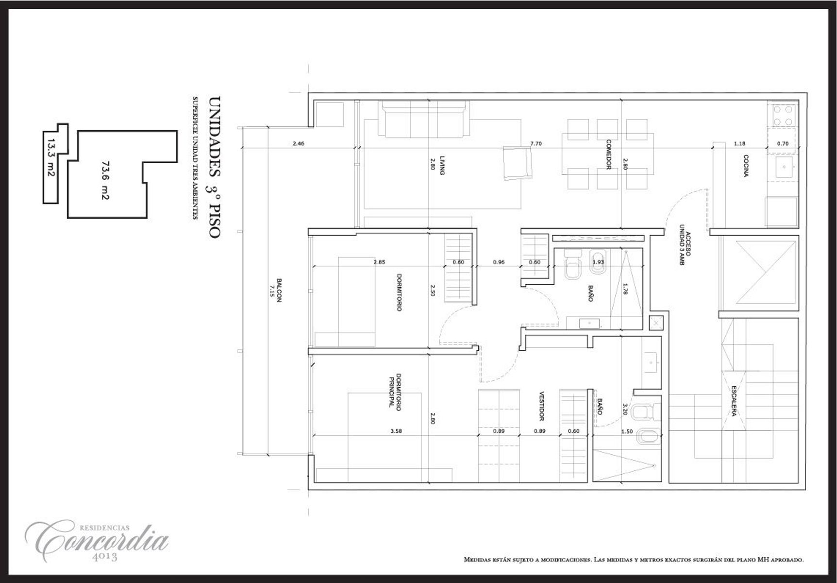 Piso de 3 ambientes con cochera, Villa Devoto