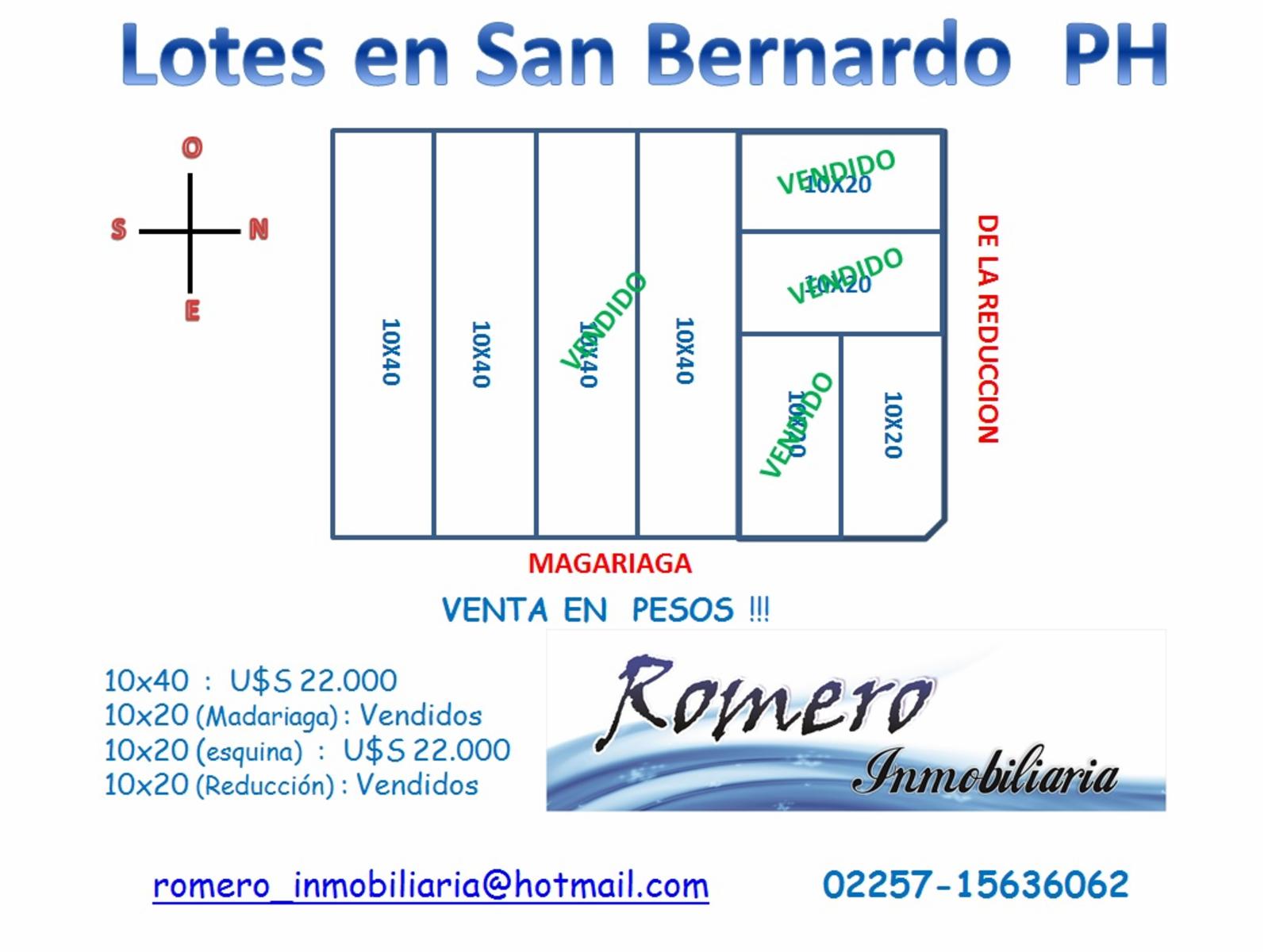 LOTE en SAN BERNARDO  en PH 10 X 40   Oportunidad