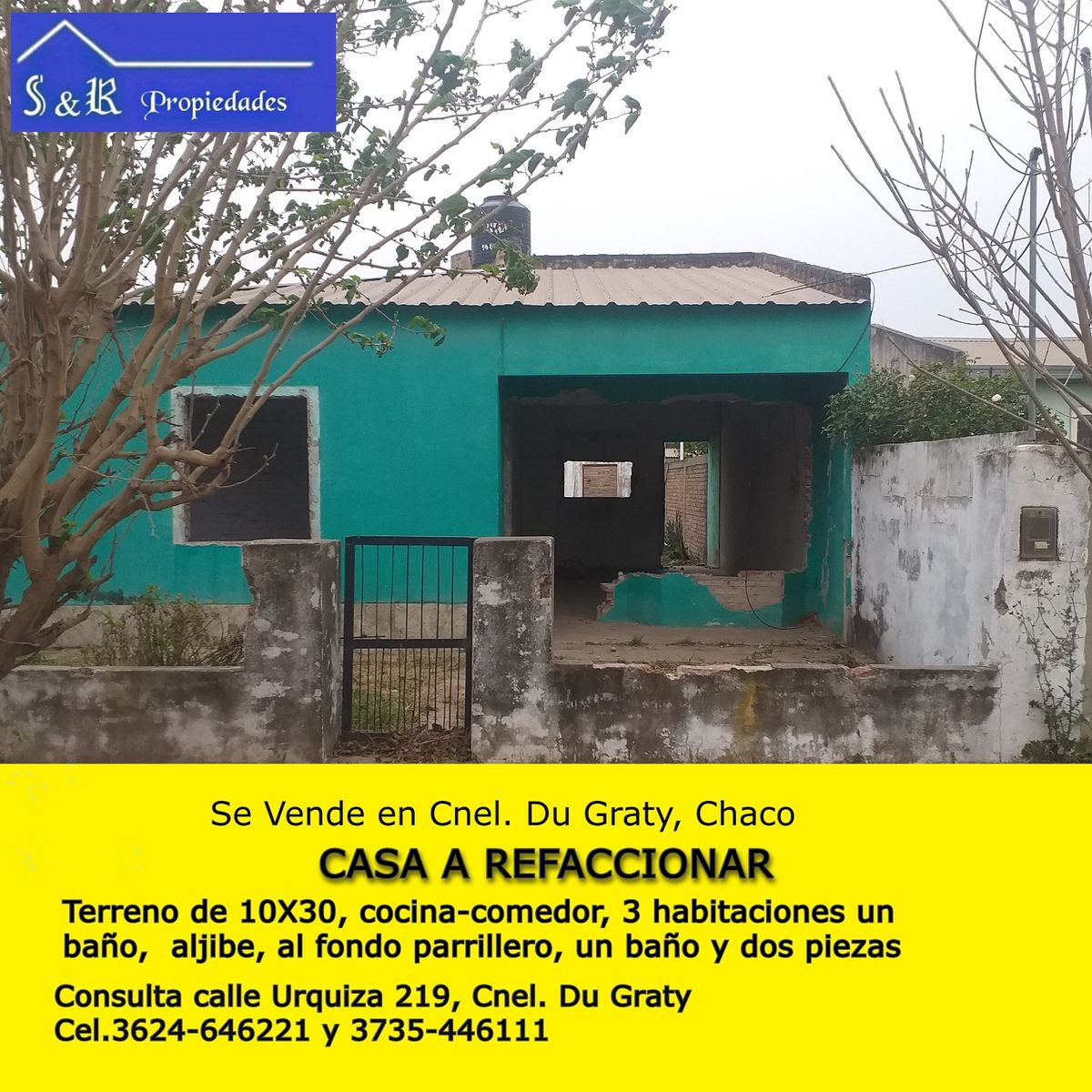 Se Vende Casa a Refaccionar en Coronel Du Graty, Chaco