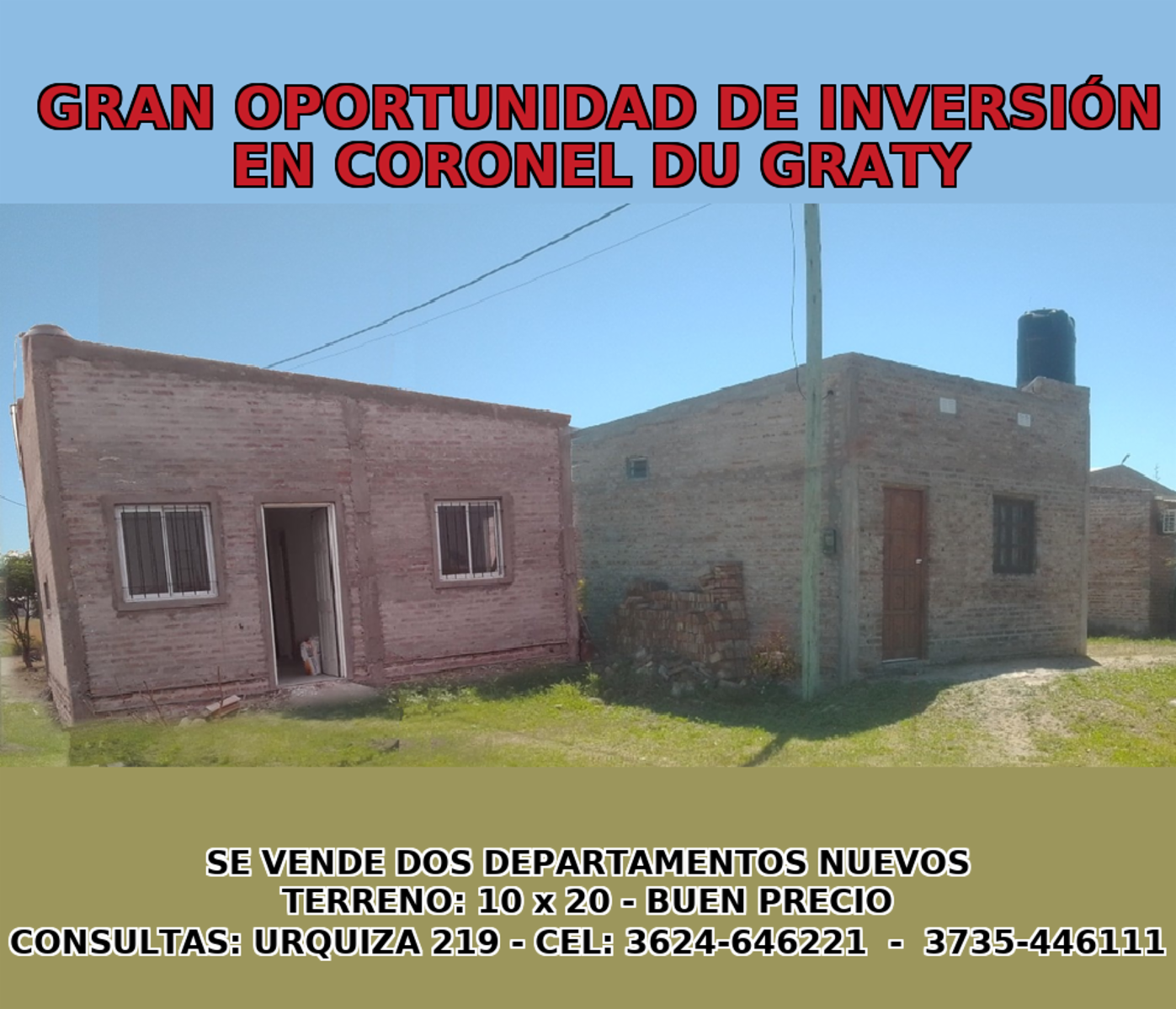 SE VENDE DOS DEPARTAMENTOS NUEVOS- CORONEL DU GRATY