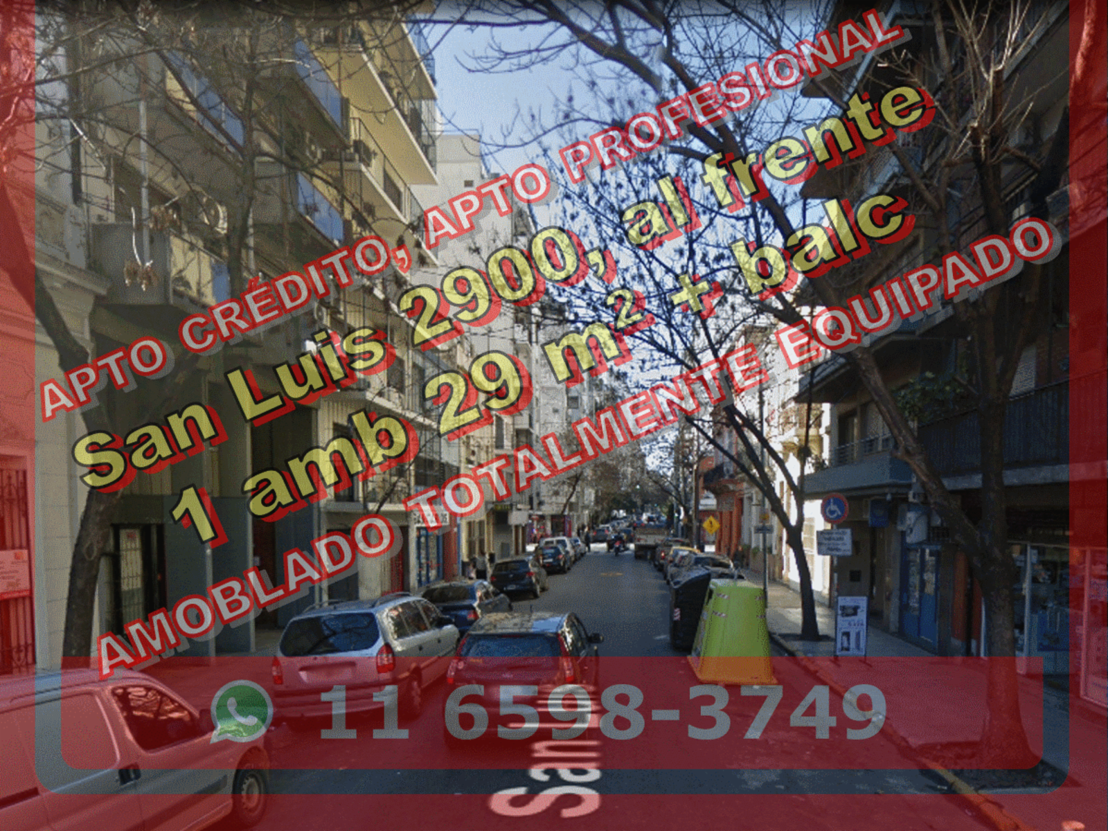 Departamento en Venta en Barrio Norte, 1 ambiente 29 m2 + balcón, al frente, totalmente equipado - San Luis 2900