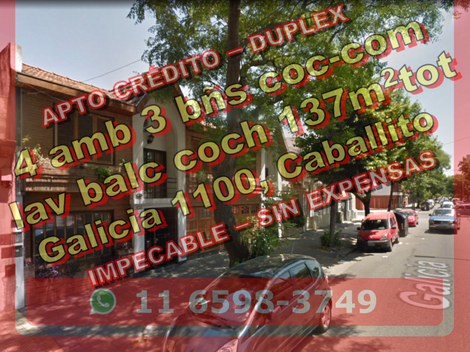 Casa (PH) en Dúplex en Venta en Caballito en 2 plantas, 4 ambientes 3 baños patio cochera 137 m2 totales – Galicia 1100