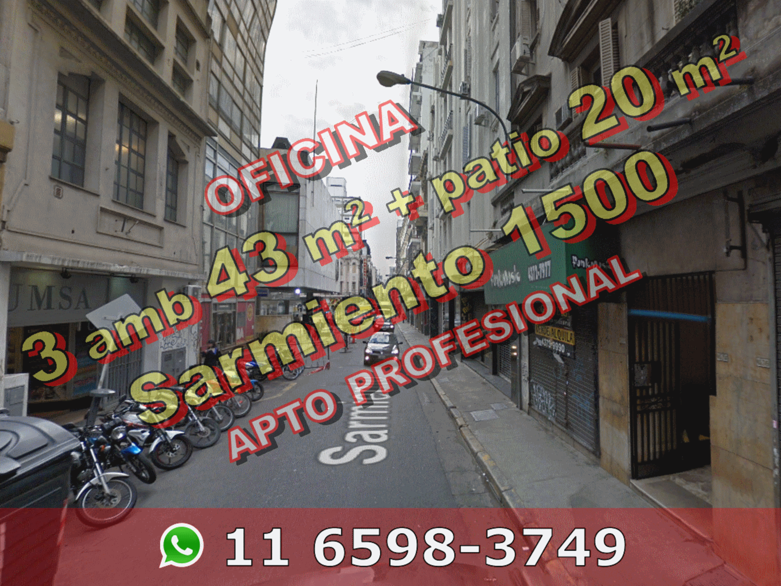 NUEVO PRECIO - Oficina en Venta en Microcentro en PB contrafrente, 3 ambientes 43 m2 + patio – Sarmiento 1500