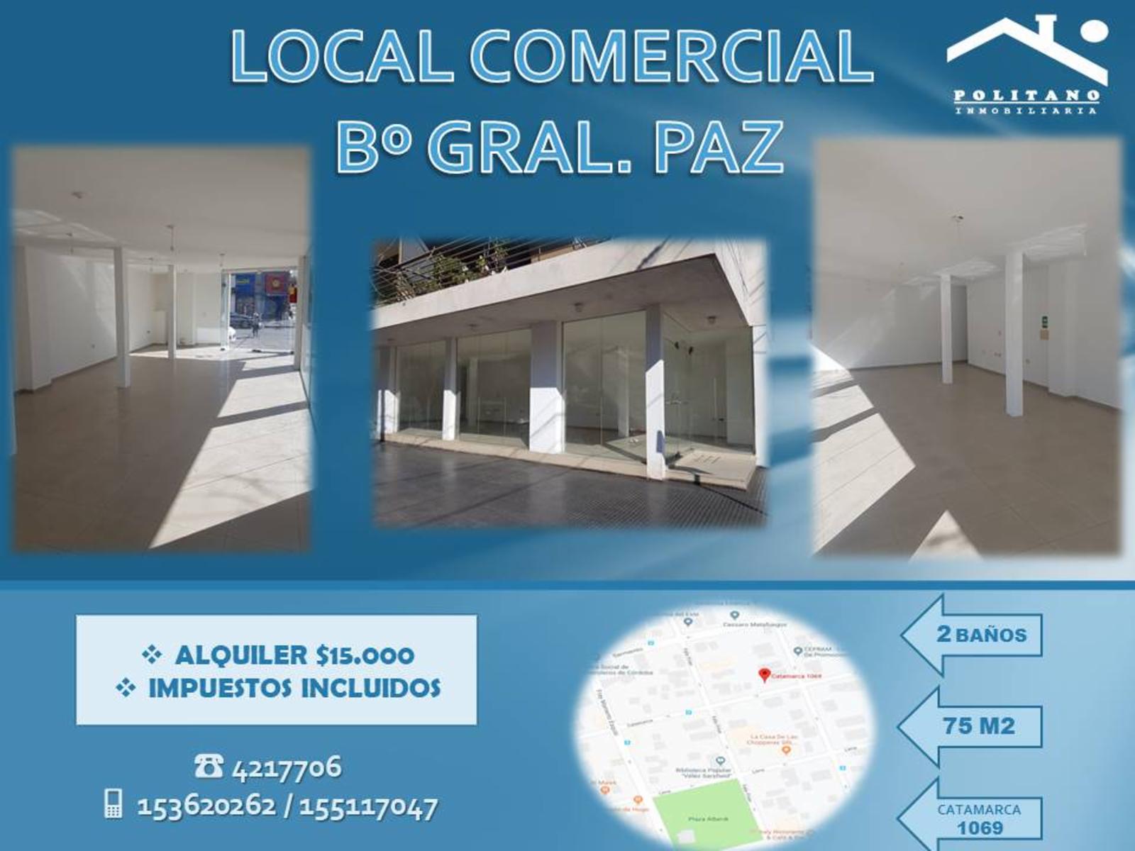 Alquilo local comercial en Barrio Gral. Paz
