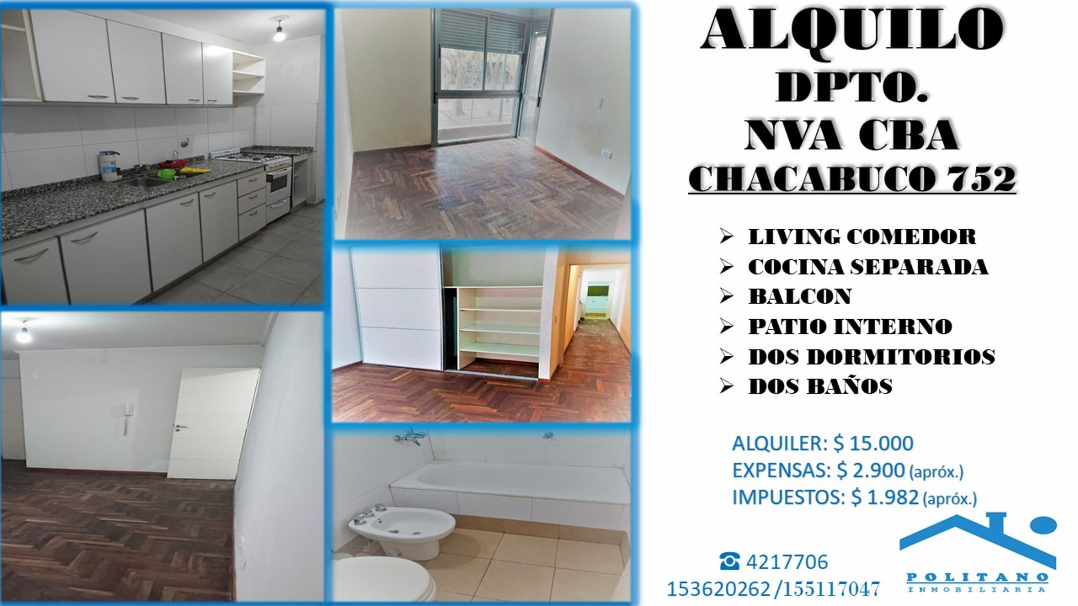 ALQUILO DPTO. EN NVA. CBA.