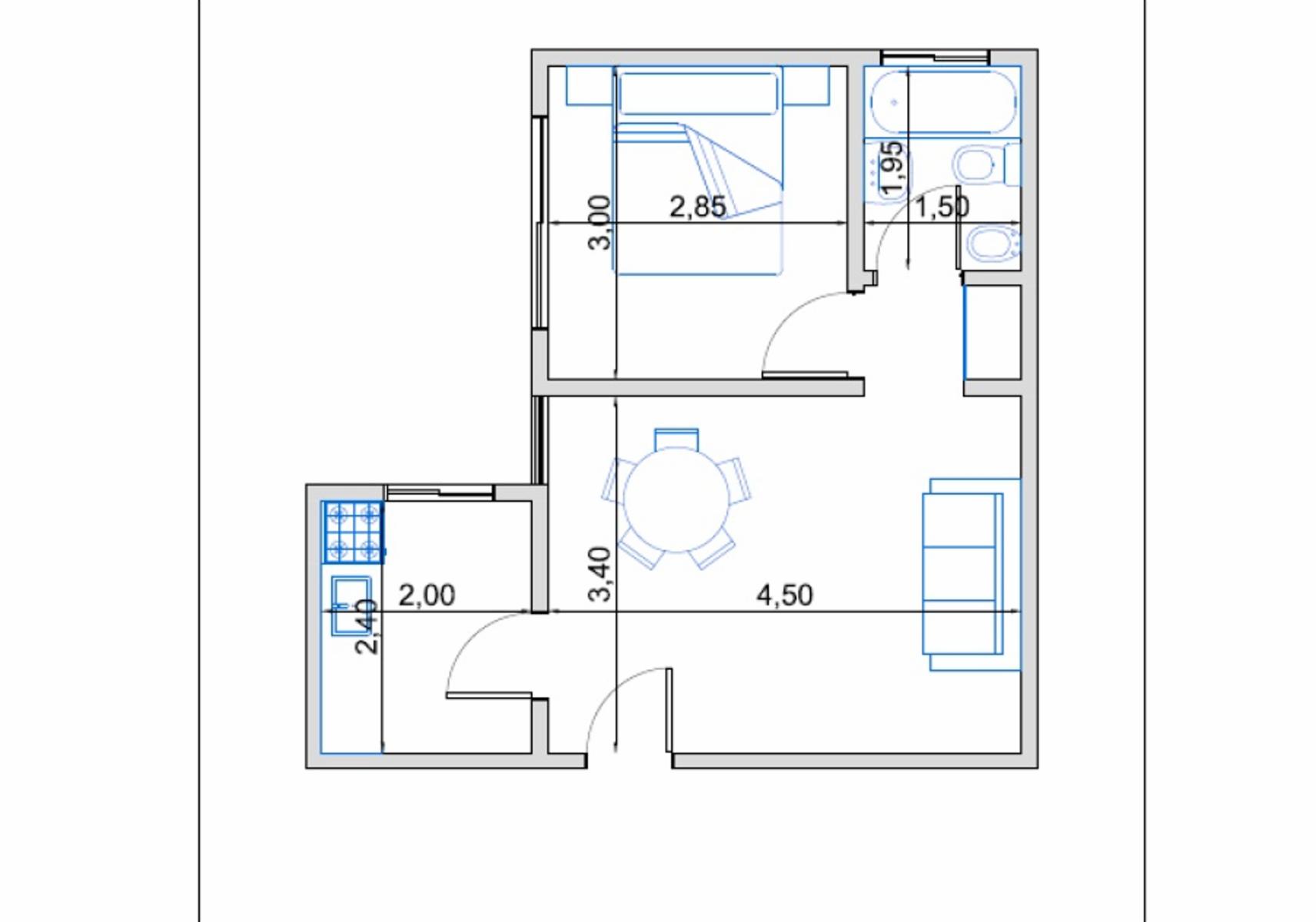 Departamento 2 ambientes en alquiler.