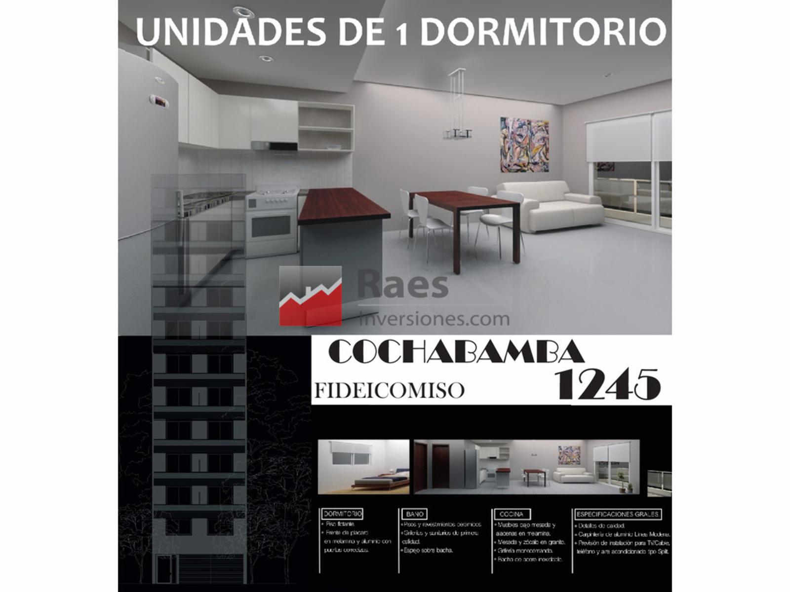 DEPARTAMENTO EN CONSTRUCCIÓN 1 DORMITORIO. COCHABAMBA 1200