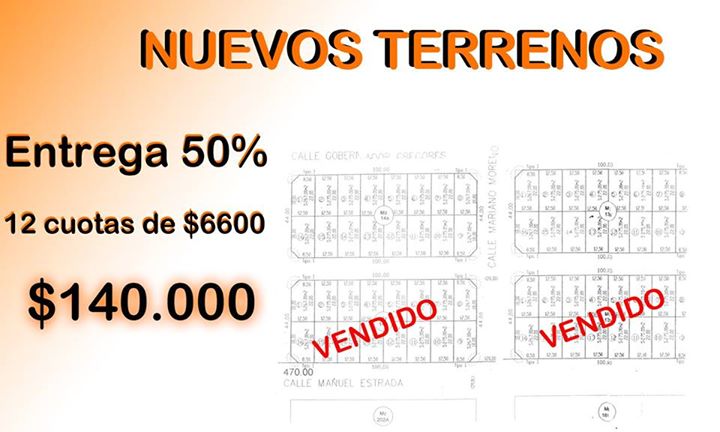 NUEVA VENTA
 LOTES 12,50 X 22
LAS HERAS SANTA CRUZ