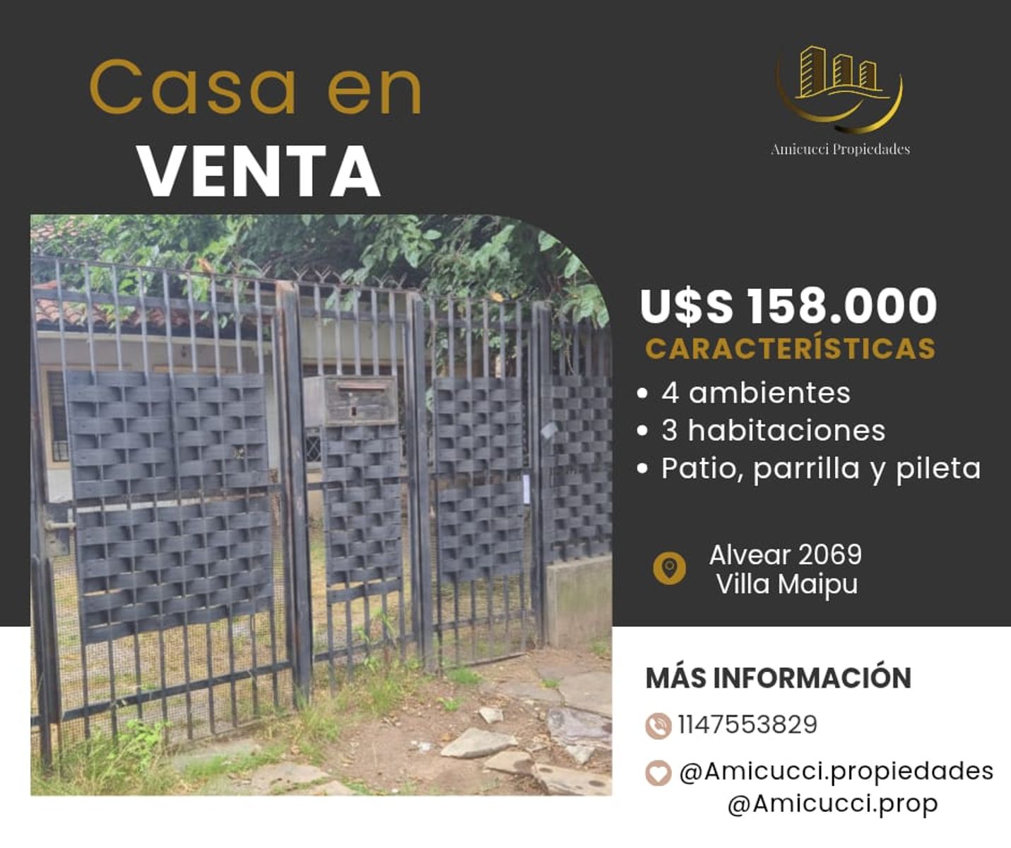 VENTA CASA DE 4 AMBIENTES ZONA VILLA MAIPU