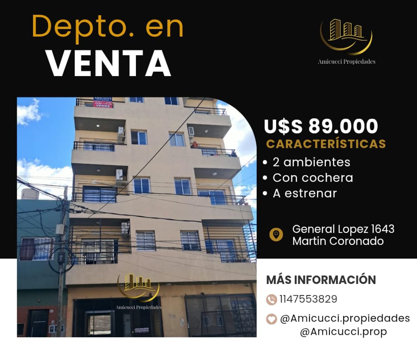 Venta Departamento 2 Ambientes A Estrenar Con Cochera. Zona Martin Coronado