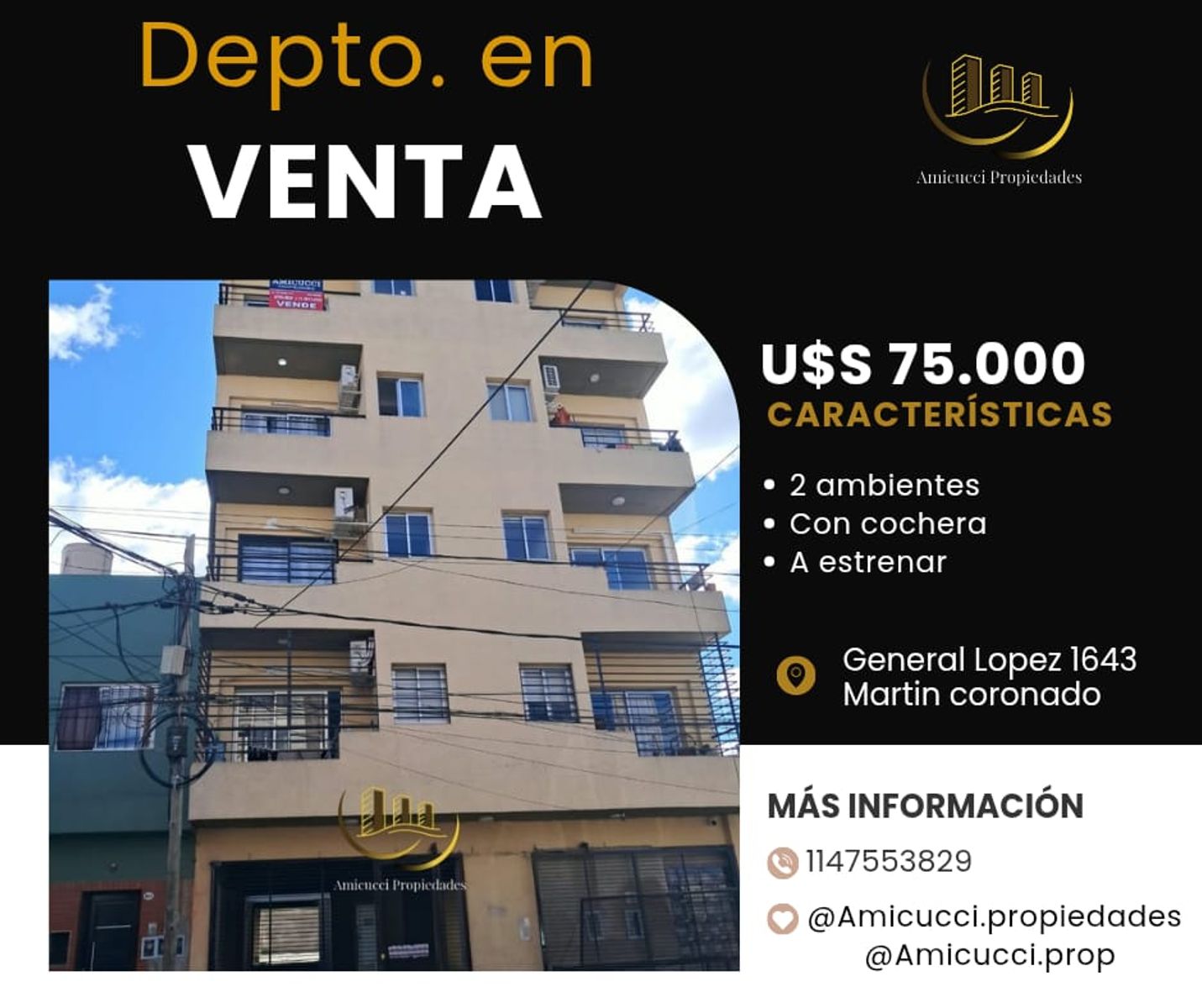 Venta Departamento 2 Ambientes A Estrenar Con Cochera. Zona Martin Coronado
