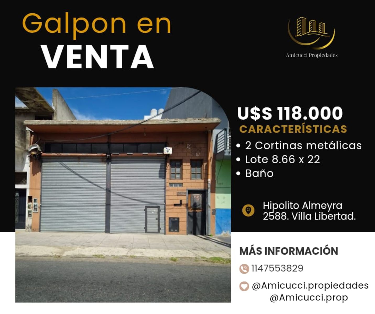 Venta Galpon. Zona Villa Libertad.