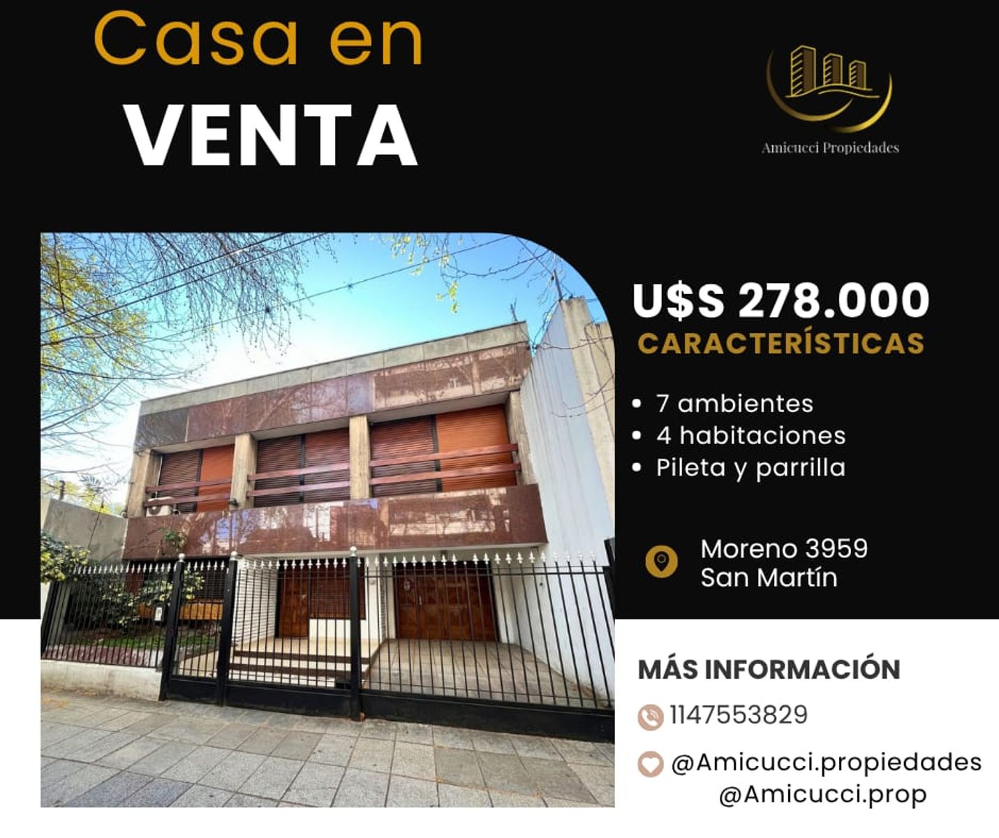 Venta Casa 7 Ambientes. Zona San Martin