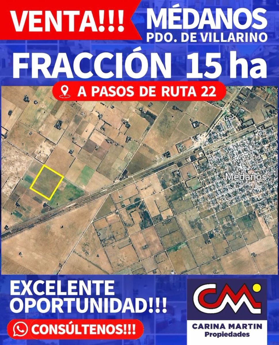 VENTA DE 15 HECTÁREAS EN MÉDANOS, PDO, VILLARINO, BS.AS.